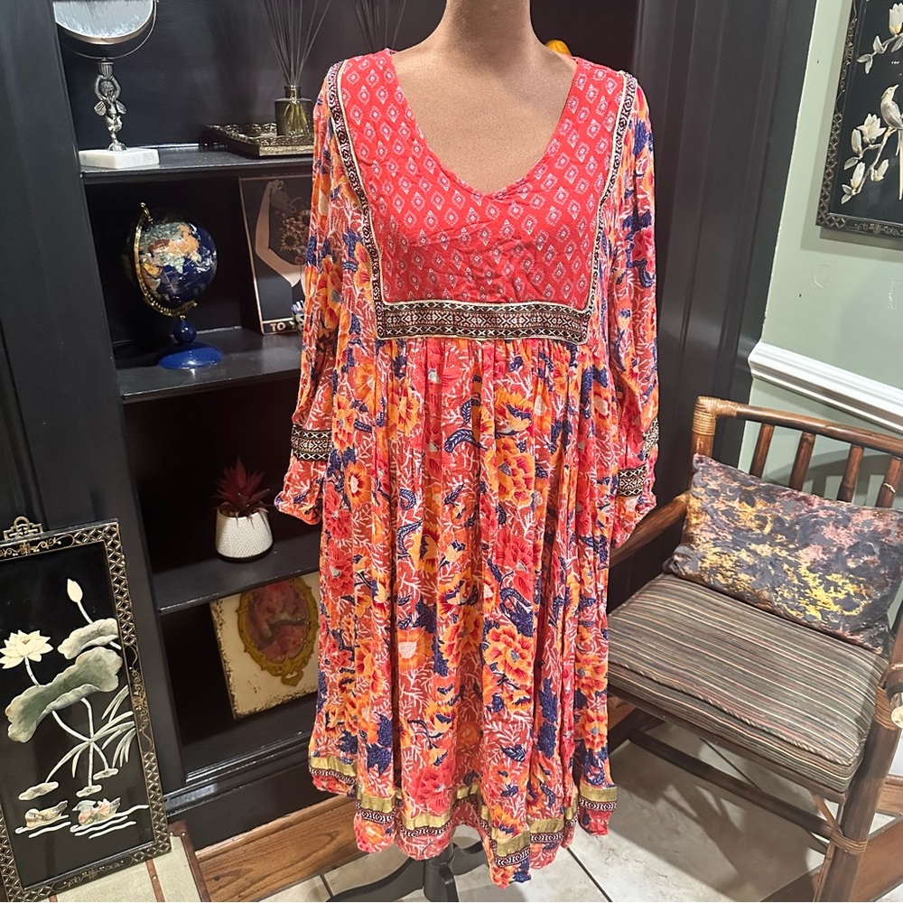 Anthropologie RD + Koko Floral Jacinto Peasant Dress – Size Large